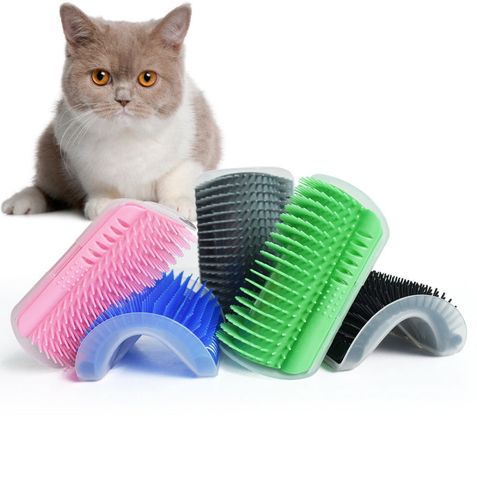Self-Grooming, Massaging and Hair Brushing Device for Cats with Catnip